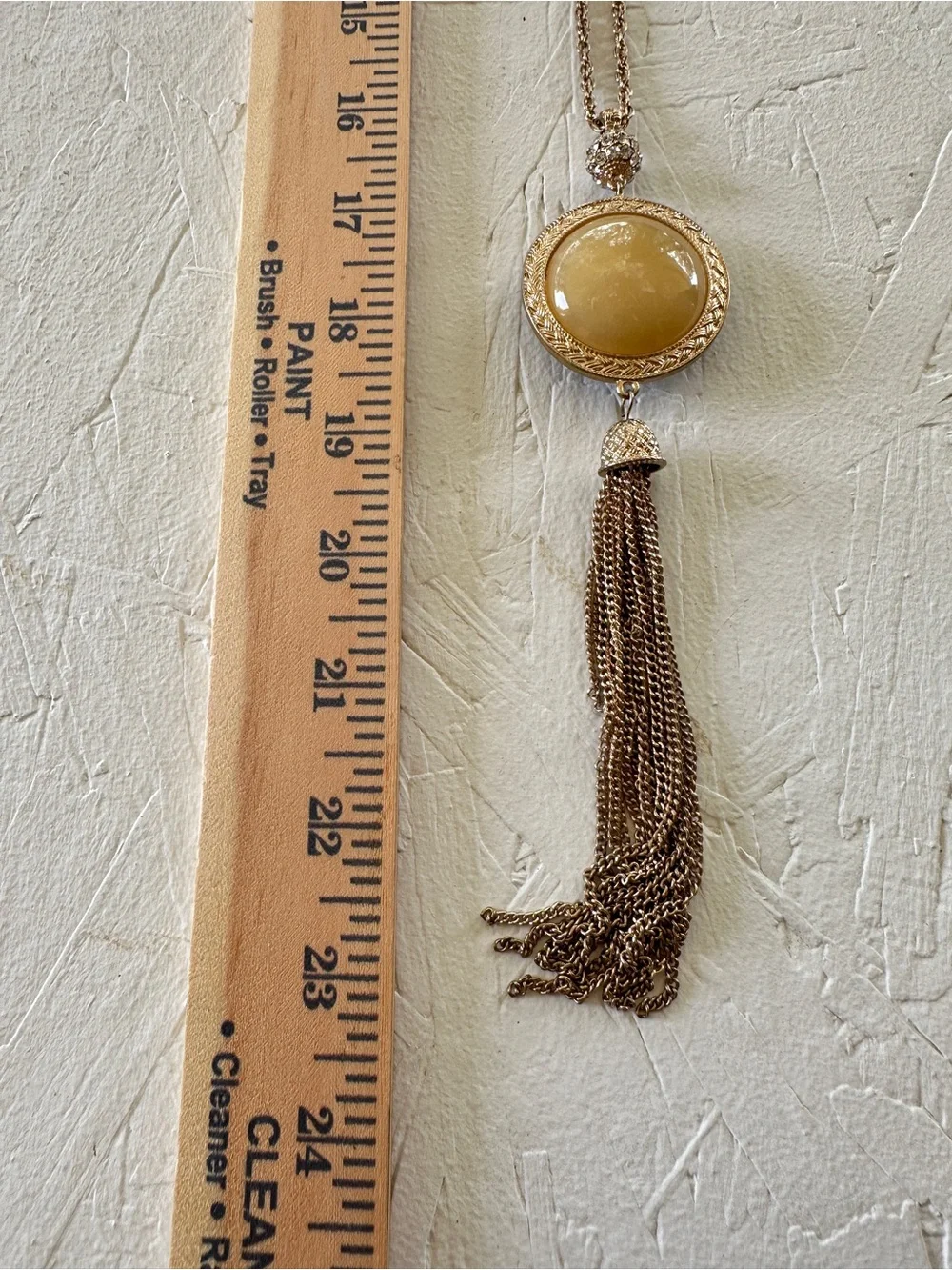 Vintage Rose Gold Pendant Necklace with Amber Yellow Cabochon pendant